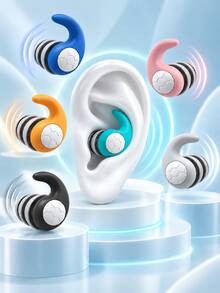 Reusable Silicone Earplugs With 3 Sizes Of Replaceable Ear Tips, Soft Washable Noise-Reducing Earplugs, Suitable For Sleep, Swimming, Concerts And Studying, Comfortable Invisible Design - Multicolor - View 1