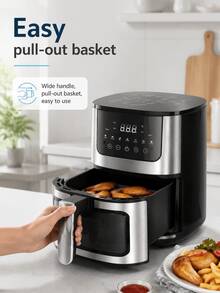 SMEGGEMS 4.5L Air Fryer, 1400W With Viewing Window, Non-Stick Coating, Pull-Out Basket, Removable Perforated Tray, 7 Cooking Presets And Digital Touch Controls - Black - View 8