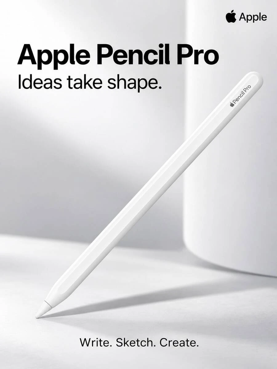 Apple Pencil Pro, Wireless Stylus Compatible With IPad, Supports Squeeze Gesture, Haptic Feedback, Pressure And Tilt Sensitivity, Magnetic Pairing, Precise Digital Pen, Suitable For Drawing, Note-Taking, Sketching, Annotation And Creative Design. - View 1
