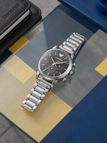 Emporio Armani AR11324 Men Quartz Chronograph Watch, Sport Business Style, Multi Sub-Dials, Polished Silver Metal Strap For Daily Wear - AR11324 - View 3