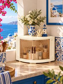 1pc 47cm/18.5in Wide Right Angle Fan-Shaped Plastic Storage Cabinet, Foldable Storage Box, Kitchen Dining Tableware Cabinet, Kitchen Storage Rack, Home Living Room Toy Cabinet Storage Rack, Gap Cabinet Organizer, Kitchen Gap Storage Cabinet, Christmas Gift, Storage Box, Underbed Storage Bin - Multicolor - View 2