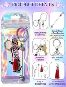 6/48/96/144pcs Beaded Keychain Strap Bulk Making Kit, Blank Beaded Keychain With Lobster Clasp, Tassel, Thank You Card And Gift Bag, DIY Keychain Materials, Jewelry Making Party Favors - Tassel Keychain - View 2