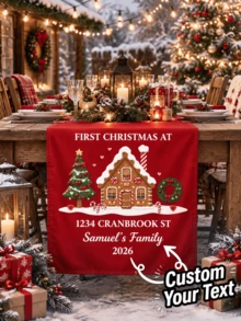 Personalized Christmas Table Runner, Customizable Text, Personalized Gift, Christmas Decoration, Room Decor, Christmas Home Decor, Christmas Gift, Christmas Craft, Thanksgiving Decoration, Thanksgiving Table Decor - Multicolor - View 1