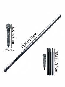 Halloween Party Props Costume Cane All Black Magician Cane Stick Cane, DIY Adjustable Length, Suitable For Cosplay Accessories, Performance Props, Holiday Gifts - Multicolor - View 22