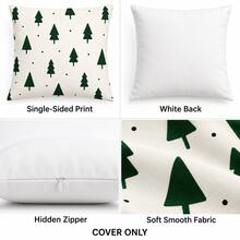 2PCS Dark Green Christmas Tree Pillow Covers, White Background Nordic Polka Dot Pattern, Christmas Holiday Home Decor, Suitable For Bedroom, Living Room, Sofa And Office, Pillow Insert Not Included - Dark Green - View 3