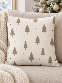 2PCS Camel Christmas Tree Pillow Covers, White Background Nordic Polka Dot Pattern, Christmas Holiday Home Decor, Suitable For Bedroom, Living Room, Sofa And Office, Pillow Insert Not Included - Camel - View 4