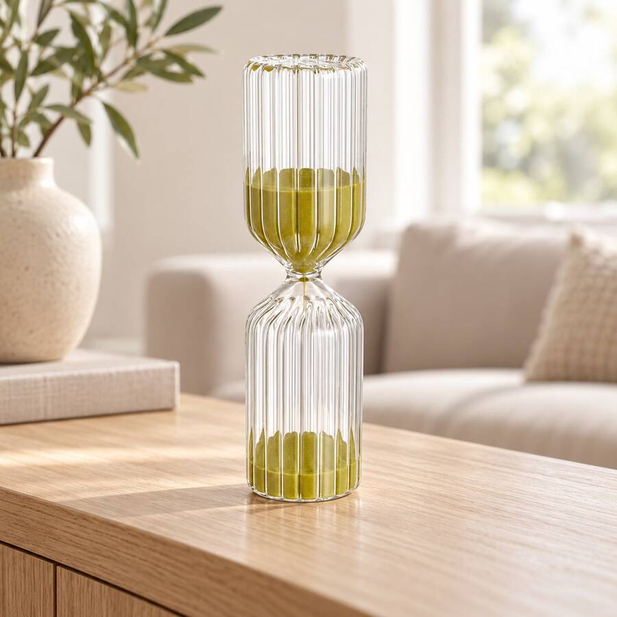 Baroni Home Sanduhr, dekorative Sanduhr für Wohnzimmer, Aufenthaltsraum, Flur, Schlafzimmer, Büro, Arbeitszimmer, 30-Minuten-Sanduhr, 5,5x5,5x20 cm (Zylindrisch Gold) - Gold - Übersicht 1
