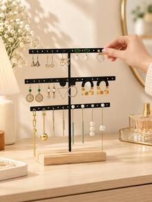 Iron Art Earring Rack Storage Earring Stud Ear Clip Hanging Rack Home Jewelry Display Stand Jewelry Display Prop Solid Wood - Multicolor - View 4