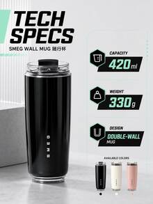 Double-Wall Insulated Travel Mug 420ml Lightweight Coffee Cup With Lid, Portable For Office And Commute - Below 0.5L - View 2