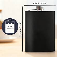 1 st 8 oz fyrkantig hipflask i rostfritt stål – perfekt present till familj, vänner och jul – hållbar och lätt att rengöra - Svart - Visa 2