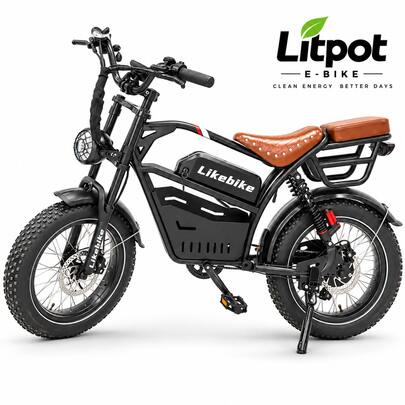 Bicicleta elétrica, motor de 500W, bateria de 48V 22,5AH, 7 velocidades, pneus de neve 20x4.0, velocidade máxima de 32km/h, tempo de carregamento de 7 a 8 horas.