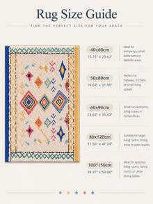 1pc Bohemian Rhombus Geometric Velvet Entryway Rug, Cream Base With ...