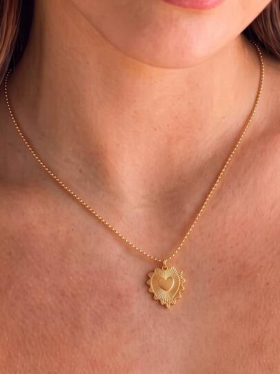 1pc 18K Gold Plated Elegant Smooth Heart Pendat Necklace Stainless Steel Jewelry Beaded Chain Necklace For Women Gifts For Valentine's Mother's Day