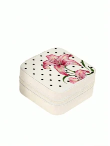 Wave Point And Lily Print Jewelry Box, Travel Jewelry Box, Jewelry Storage Box, Multi-Color Jewelry Box, Suitable For Valentine's Day, Mother's Day, Birthday, Father's Day, Graduation, Wedding, Housewarming, Home Refresh, Customized Jewelry Box, Easy And Comfortable, Home Life, Souvenir, Reusable, Cute, High Quality, Elegant Life, Artistic Life - Multicolor - View 14