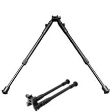 Outdoor Hunting Stand 2cm/0.78in Slot Flat Mouth Metal Foldable Telescopic Bipod Outdoor Hunting Accessory Extendable Height 40cm/15.8in - Black - View 2