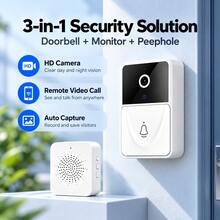 Chuông cửa video thông minh không dây WiFi, HD hồng ngoại nhìn đêm, đàm thoại hai chiều với bộ đổi giọng nói, thu âm 3 mét, tự động ghi hình chuyển động & phát lại từ xa, thông báo ứng dụng thời gian thực, chuông cửa an ninh cho căn hộ và biệt thự - Xem 1