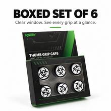 RALAN 6 Pack Crimson Bio Hazard Contamination Warning Thumbstick Grip Caps Compatible With PS5, Compatible With PS4, Compatible With Xbox One/Series X|S Controllers, 3 Heights Non-Slip Joystick Covers, Textured Analog Stick Caps - View 11