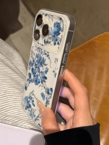 1件透明酷藍花卉圖案個性化極簡防摔軟TPU手機殼 全包覆防污保護殼 適用於 Apple 18 17 16 15 14 13 12 11 Pro Max Air - 彩色 - 查看 4