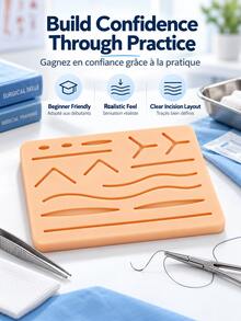 Medical Student Nurse Suture Practice Pad, Simulated Blood Vessel Skin Silicone Module, Simulated Human Body Surface Skin Module With Wounds For Suture Practice, Resistant To Separation, Tearing Or Rupture (Includes Non-Slip Base) - Color - View 3