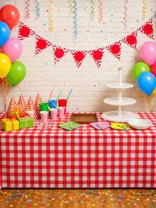 1/6/12PCS-137*274cm/137*137cm Red And White Plastic Checkered Tablecloth, Decorative Disposable Red Plaid Tablecloth, Suitable For Farm Birthday Wedding Rectangular Tablecloth, Party Tablecloth, Christmas - Multicolor - View 4