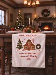 Personalized Christmas Table Runner, Customizable Text, Personalized Gift, Christmas Decoration, Room Decor, Christmas Home Decor, Christmas Gift, Christmas Craft, Thanksgiving Decoration, Thanksgiving Table Decor - Multicolor - View 6