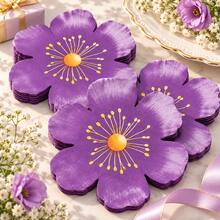 10/24/40pcs Purple Flower Shaped Disposable Napkins, Suitable For Spring/Summer Decoration Party Napkins, Applicable For Weddings, Bridal Showers, Birthdays, Bachelorette Parties, Afternoon Tea And Picnics - Purple Floral - View 5