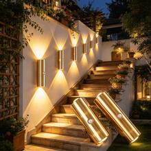 智能 LED 壁燈 3 色可調光 + 動態感應，室內磁吸式 LED 感應壁燈，電池供電，可調色溫，USB 充電式小夜燈，無線磁吸壁燈，適用於走廊、浴室、臥室 - 木棍造型 - 查看 2