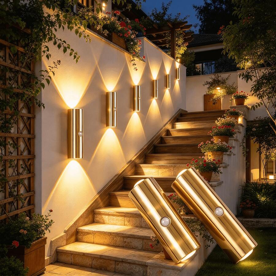 智能 LED 壁燈 3 色可調光 + 動態感應，室內磁吸式 LED 感應壁燈，電池供電，可調色溫，USB 充電式小夜燈，無線磁吸壁燈，適用於走廊、浴室、臥室