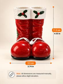 Red Christmas Boot Flower Vase, Festive Santa Boots Floral Container With Holly Accents, Decorative Holiday Centerpiece For Christmas Dining Table, Fireplace Mantel, Entryway Console And Winter Home Decor - Christmas Boot Vase - View 13