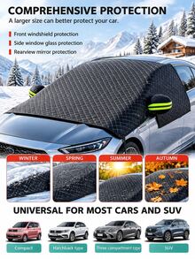 1pc Winter Car Snow Cover, Fits All Car Models, Anti-Ice Cover, Durable Oxford Cloth Front Windshield Cover, UV Resistant, Snowproof, Easy Installation, Suitable For Winter Driving, Summer Sunshade, Car Window Snow Cover, Front Windshield, Car Accessories - A - View 3