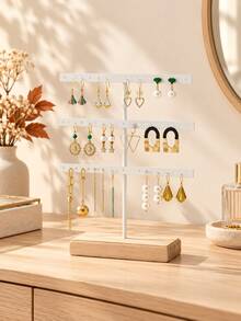 Iron Art Earring Rack Storage Earring Stud Ear Clip Hanging Rack Home Jewelry Display Stand Jewelry Display Prop Solid Wood - Multicolor - View 3