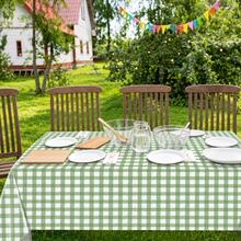 1/6/12PCS-137*274cm/137*137cm Green And White Plastic Plaid Tablecloth, Decorative Disposable Green Plaid Tablecloth, Suitable For Farm Birthday Wedding Rectangular Tablecloth, Party Tablecloth - Green Rat Tail - View 3