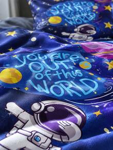 3Pcs Astronaut Alien Space Galaxy Print Duvet Cover Set, Bedding Set, Quilt Cover Without Filler - Multi-color D - View 3