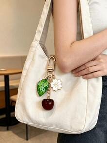 Cute Cherry Flower Leaf Bag Charm Keychain, Bag Charms Accessory,Bag Chain Charms,Enamel Alloy Bag Pendant Ornament For Women Handbag Decoration - Multicolor - View 3