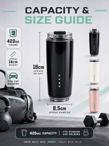 Double-Wall Insulated Travel Mug 420ml Lightweight Coffee Cup With Lid, Portable For Office And Commute - Below 0.5L - View 8