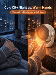 A003 Desktop Space Heater, Portable Electric Heater For Home Use, Fast Heating With Adjustable Angle, Suitable For Bedroom, Living Room, Dormitory, Keeps Hands And Feet Warm - Khaki - View 11