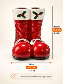 Red Christmas Boot Flower Vase, Festive Santa Boots Floral Container With Holly Accents, Decorative Holiday Centerpiece For Christmas Dining Table, Fireplace Mantel, Entryway Console And Winter Home Decor - Christmas Boot Vase - View 12