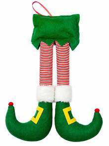 Christmas Elf Leg Hanging Ornament, Plush Stuffed Elf Pants Tree Decor, Fun Christmas Tree Pendant, Suitable For Fireplace, Door, Window, Holiday Party, Home Winter Decoration - Multi-color - View 12