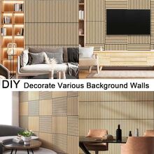 10pcs 30x30cm 3D Stereoscopic Wood Grain Grille Wall Sticker/Ceiling Sticker, Self-Adhesive Imitation Wood Lattice Vinyl Wall Panel, Waterproof Thickened Grid Panel, Sound Insulation, Suitable For All Indoor Spaces - C - View 11