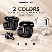 MONSTER MQT50 TWS Wireless Earbuds, Bluetooth 5.4 In-Ear Gaming Headphones, ANC Active Noise Cancellation, IPX4 Sweatproof, HiFi Stereo Deep Bass, Built-In Microphone, Touch Control, 18-Hour Battery Life, Compatible With IOS And Android, Suitable For Fitness, Music And Calls - View 9