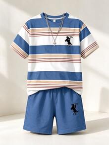 Teen Boys Polo Co-Ords - Blue - View 6
