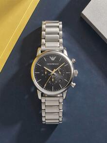 Emporio Armani AR11324 Men Quartz Chronograph Watch, Sport Business Style, Multi Sub-Dials, Polished Silver Metal Strap For Daily Wear - AR11324 - View 9