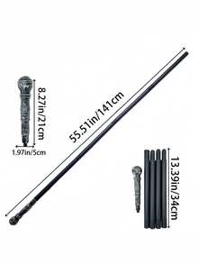 Halloween Party Props Costume Cane All Black Magician Cane Stick Cane, DIY Adjustable Length, Suitable For Cosplay Accessories, Performance Props, Holiday Gifts - Multicolor - View 23