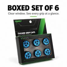 RALAN 6 Pack Crimson Bio Hazard Contamination Warning Thumbstick Grip Caps Compatible With PS5, Compatible With PS4, Compatible With Xbox One/Series X|S Controllers, 3 Heights Non-Slip Joystick Covers, Textured Analog Stick Caps - View 10