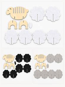 1 Set Sheep-Shaped Felt Coaster With Gray Flower-Shaped Beverage Cup Holder And Decorative Storage Rack, Soft Desktop Protector, Suitable For Coffee Cups, Tea Cups, For Dining Table, Kitchen, Living Room, Office And Farmhouse Style Home Decor - Multicolor - View 14