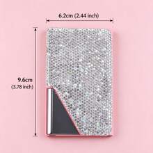 Premium Rhinestone Aluminum Business Card Holder, Luxury Anti-Crush Professional Card Case, Elegant Sparkling Design, Unisex Metal Card Organizer, Compact & Portable, Ideal For Business Gifts, Holidays And Everyday Use - Multicolor - View 18