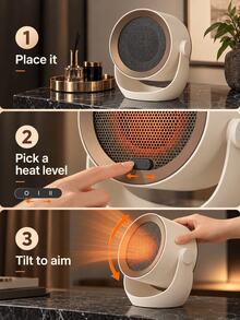 SOKANY A003 Desktop Space Heater, Portable Electric Heater For Home Use, Fast Heating With Adjustable Angle, Suitable For Bedroom, Living Room, Dormitory, Hand And Foot Warming - Khaki - View 4