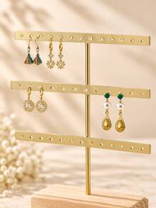 Iron Art Earring Rack Storage Earring Stud Ear Clip Hanging Rack Home Jewelry Display Stand Jewelry Display Prop Solid Wood - Multicolor - View 6