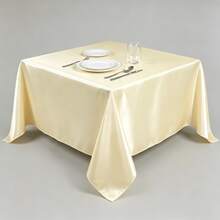 1pc Soft Glossy Multi-Color Classic Decorative Tablecloth, Suitable For Weddings, Valentine's Day, And Home Decoration - Beige - View 13