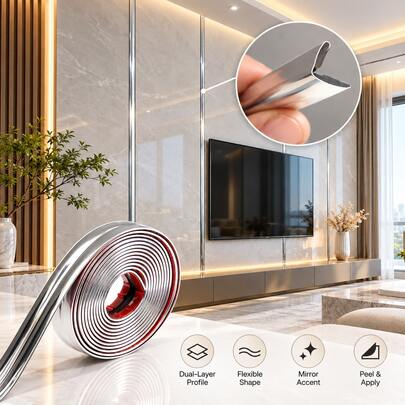 3meters*2cm Flexible Self-Adhesive PVC Decorative Molding, Peel And Stick Strip For Tile Corner,Cabinet Indoor Home DIY Decor, Ideal For Wall Refinishing, Furniture Border And Seam Covering Projects